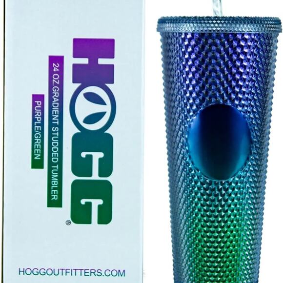 Hogg NIB  24oz Studded Tumbler with lid and straw, Customizable Purple Gradient - Picture 1 of 12